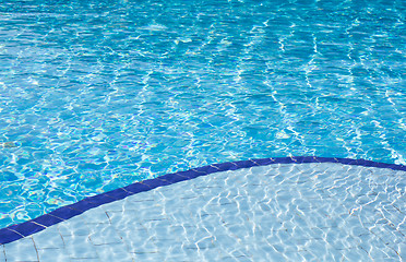 Image showing Clear blue water in swimming pool