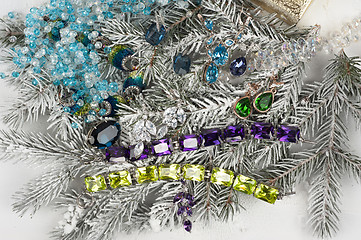 Image showing Jewelry at fir tree