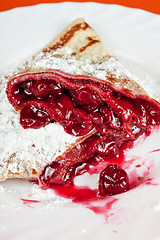 Image showing pancakes with cherries