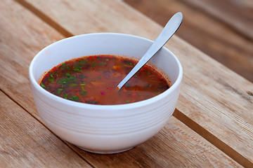 Image showing Kharcho. Spicy Georgian meat and vegetable soup.