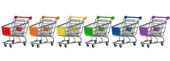 Image showing Six shopping carts