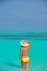 Image showing beautiful  woman relax on tropical  beach