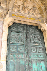 Image showing The front door of Basilica Sacre Coeur, Paris