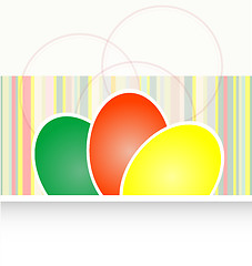Image showing paper easter egg card. multicolored background