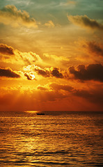 Image showing Sunset over the ocean. Vertical high resolution panorama.