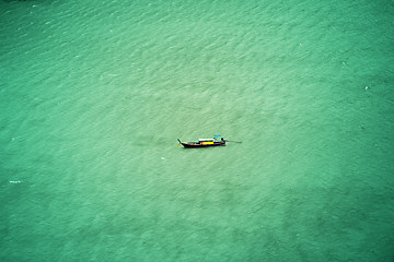 Image showing Thai traditional wooden boat for a walking