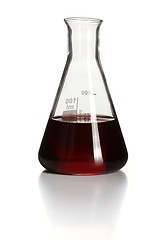 Image showing Erlenmeyer flask with red chemical inside