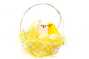 Image showing yellow easter decoration with birds