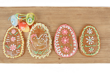 Image showing Easter ginger breads and painted egg