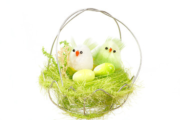 Image showing green easter decoration with birds