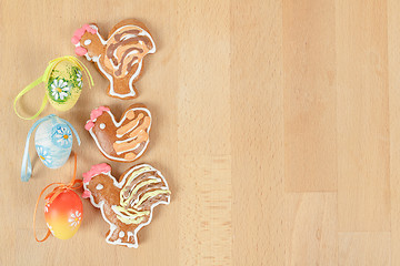 Image showing Easter ginger breads and painted egg