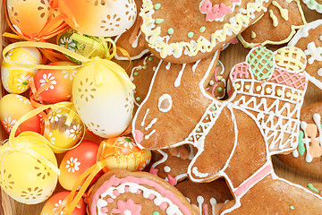 Image showing collection of easter ginger breads and eggs