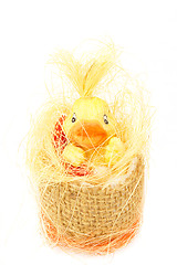 Image showing yellow easter decoration with small duck