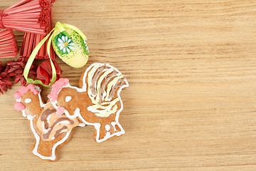 Image showing Easter ginger breads and painted egg