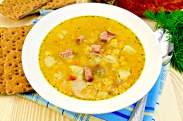 Image showing Soup pea with crispbreads