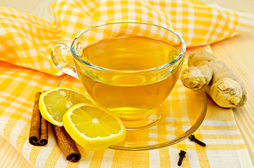 Image showing Tea ginger on yellow napkin