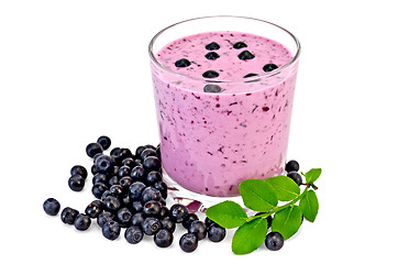 Image showing Milkshake with blueberries and a sheet