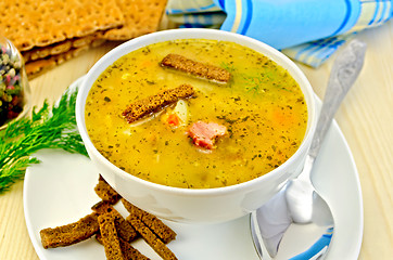 Image showing Soup pea with croutons