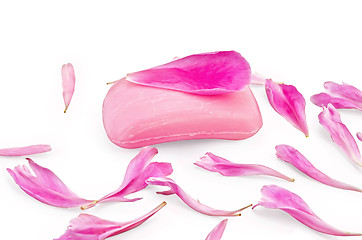 Image showing Soap pink with peony petals