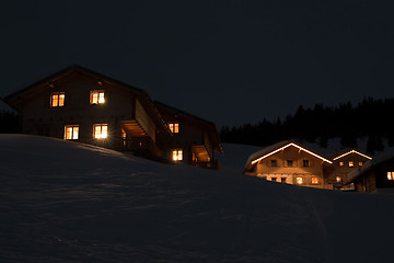 Image showing Ski village at night
