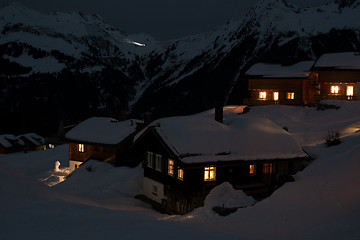 Image showing Ski village at night