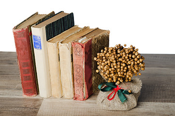 Image showing pile of old books, isolated on white 