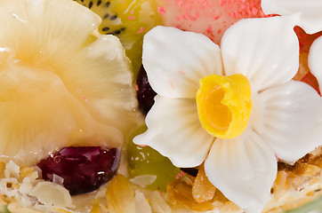 Image showing  beautiful cake with fruit, close-up