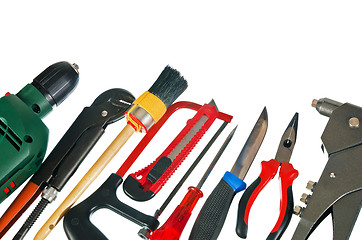 Image showing Set of working tools, it is isolated on a white background