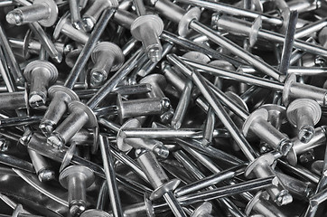 Image showing Aluminium assembly rivets, close up