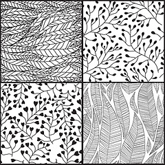 Image showing Set of four seamless abstract hand-drawn pattern