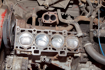 Image showing Engine repair the old car