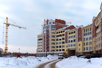 Image showing Building crane and building under construction