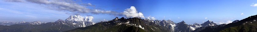 Image showing Large panorama of summer mountains