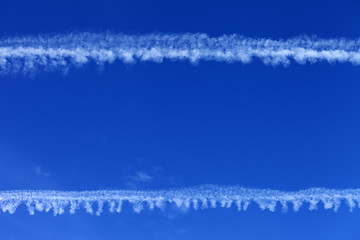 Image showing Blue sky and condensation trails