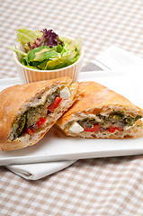 Image showing ciabatta panini sandwichwith vegetable and feta