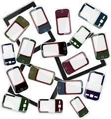 Image showing smart phones set on white background