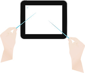 Image showing Touch screen tablet computer with man hands