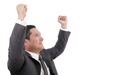 Image showing Portrait of a energetic young business man enjoying success- Iso