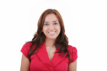 Image showing Young beautiful businesswoman over white background