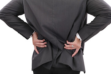 Image showing Young businessman having some lower back pain 