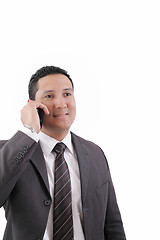 Image showing Young Business Man happy Speaking mobile phone, isolated on whit