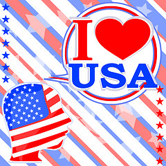 Image showing USA flag man with speech bubbles - i love usa