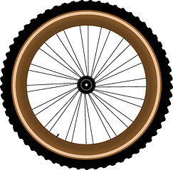 Image showing Front wheel of a mountain bike isolated on white