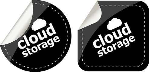 Image showing cloud storage - black cloud computing icon stickers set