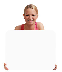 Image showing Young Woman with a Blank Board