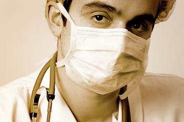 Image showing Young doctor with stethoscope.