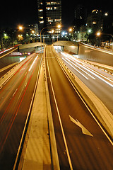 Image showing night tunnel traffic