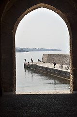 Image showing ancient arch on the sea of Cefalu