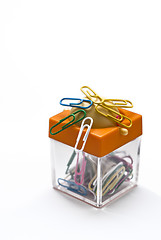 Image showing  Colorful container for paper clips