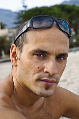 Image showing handsome man with sunglasses on head